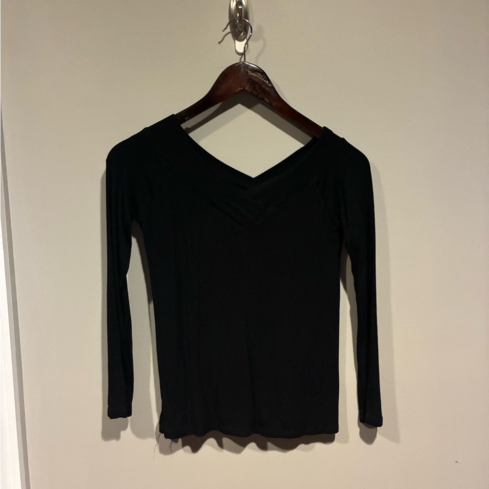 Lulu's Classic Black V-Neck Blouse